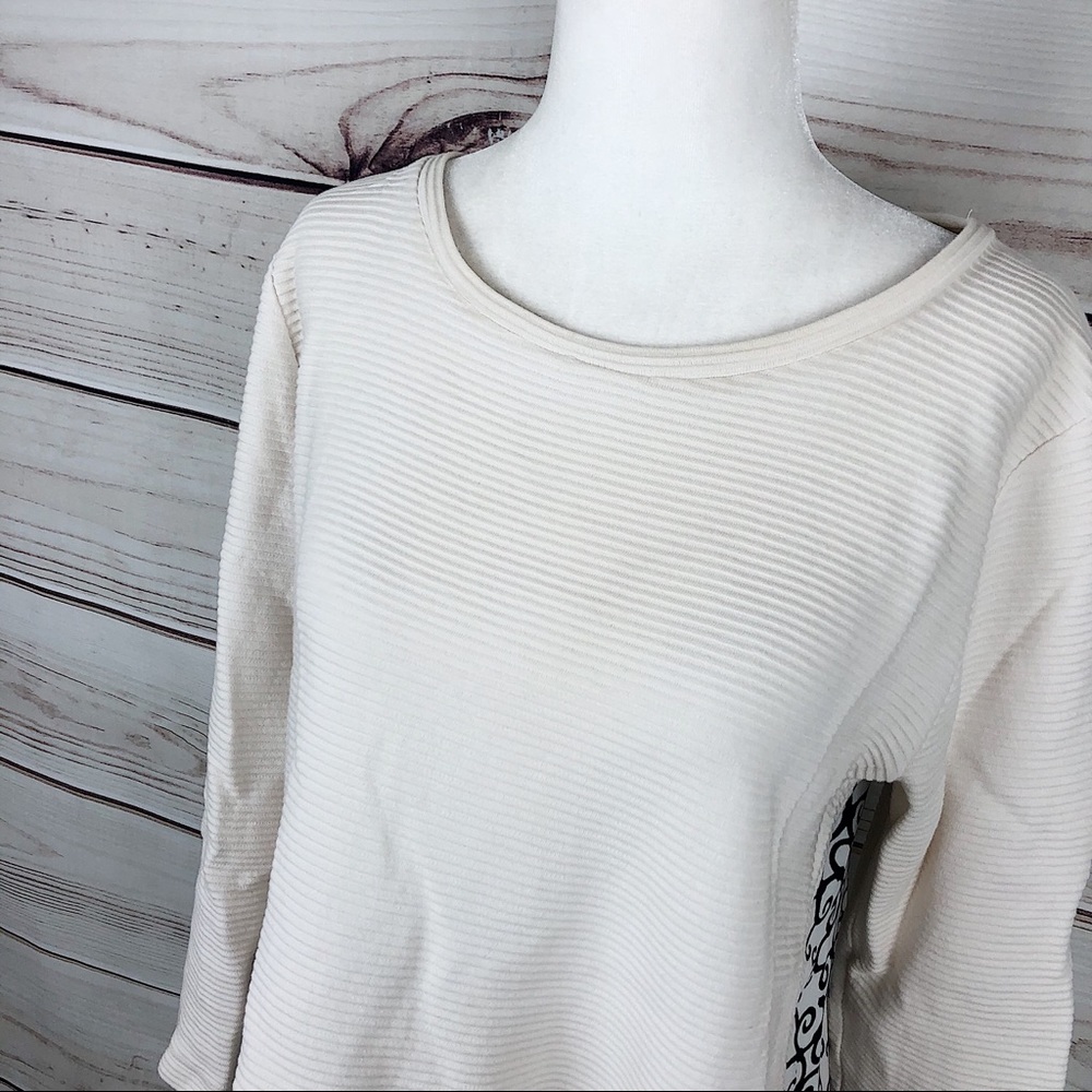 LOFT White Ribbed Flowy Pattern Back Pullover - Picture 5 of 9